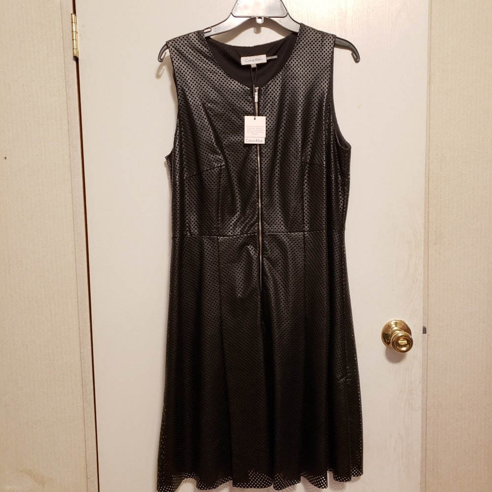 Calvin Klein Leather Perforated Dress Size 12